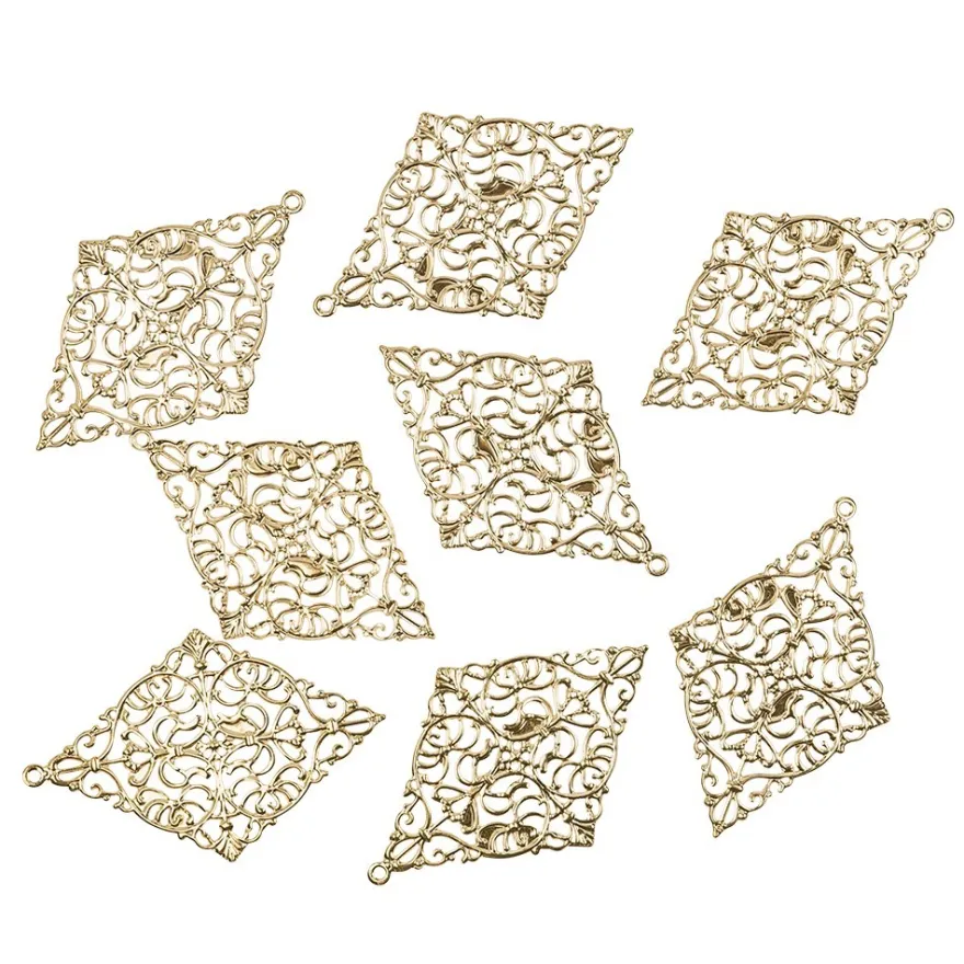 Metall-Ornamente, Design 10, 7,8cm x 5cm, hellgold, 8 Stück