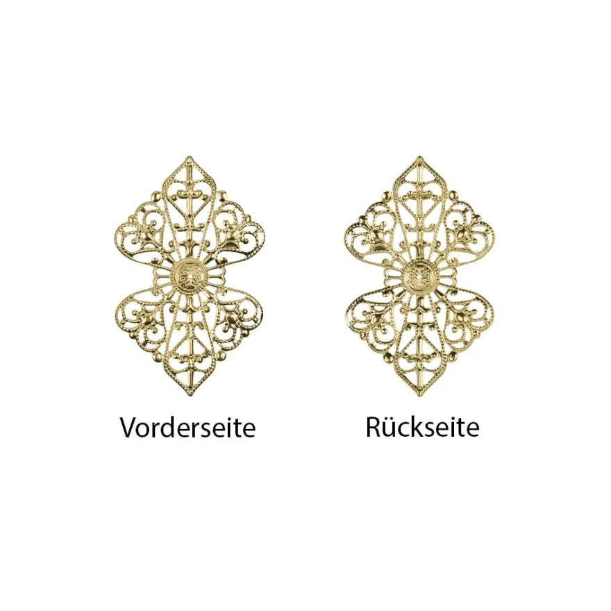Metall-Ornamente, Design 15, 8,5cm x 5,3cm, hellgold, 5 Stück