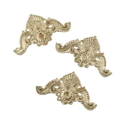 Metall-Ornamente, Design 12, 10,4cm x 5,6cm, hellgold, 3 Stück