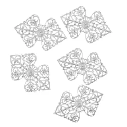 Metall-Ornamente, Design 15, 8,5cm x 5,3cm, silber, 5 Stück