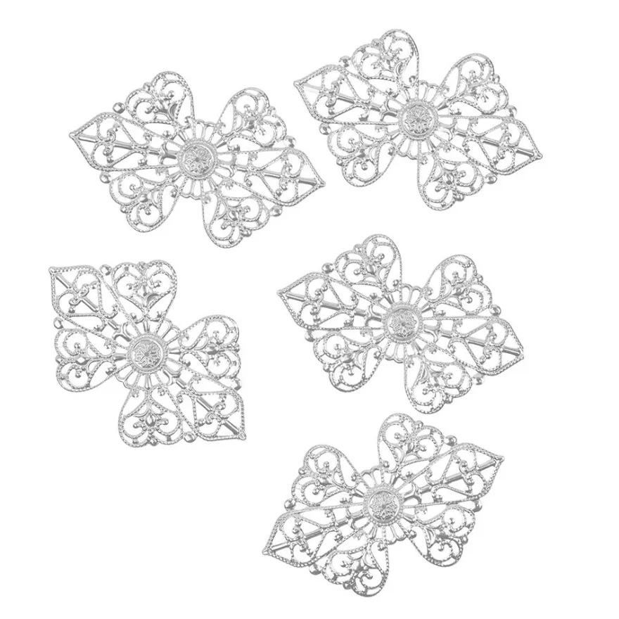 Metall-Ornamente, Design 15, 8,5cm x 5,3cm, silber, 5 Stück
