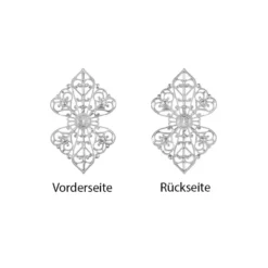 Metall-Ornamente, Design 15, 8,5cm x 5,3cm, silber, 5 Stück