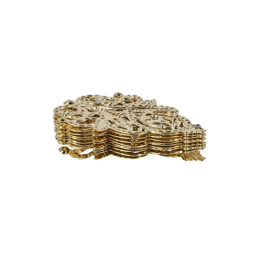 Metall-Ornamente, Design 13, 4,8cm x 3,5cm, hellgold, 10 Stück