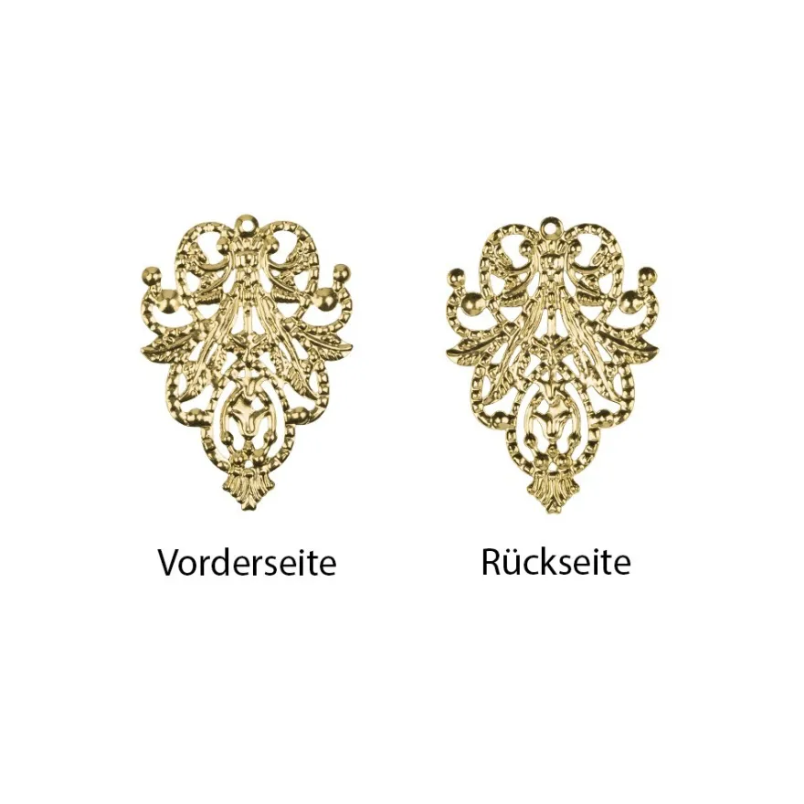 Metall-Ornamente, Design 13, 4,8cm x 3,5cm, hellgold, 10 Stück