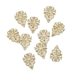 Metall-Ornamente, Design 13, 4,8cm x 3,5cm, hellgold, 10 Stück