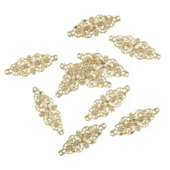 Metall-Ornamente, Design 19, 6,2cm x 2,4cm, hellgold, 10 Stück