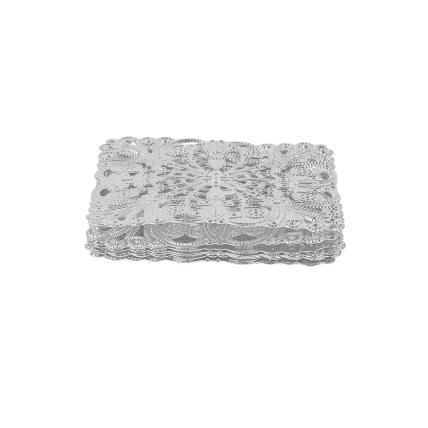 Metall-Ornamente, Design 14, 4,5cm x 4,5cm, silber, 7 Stück