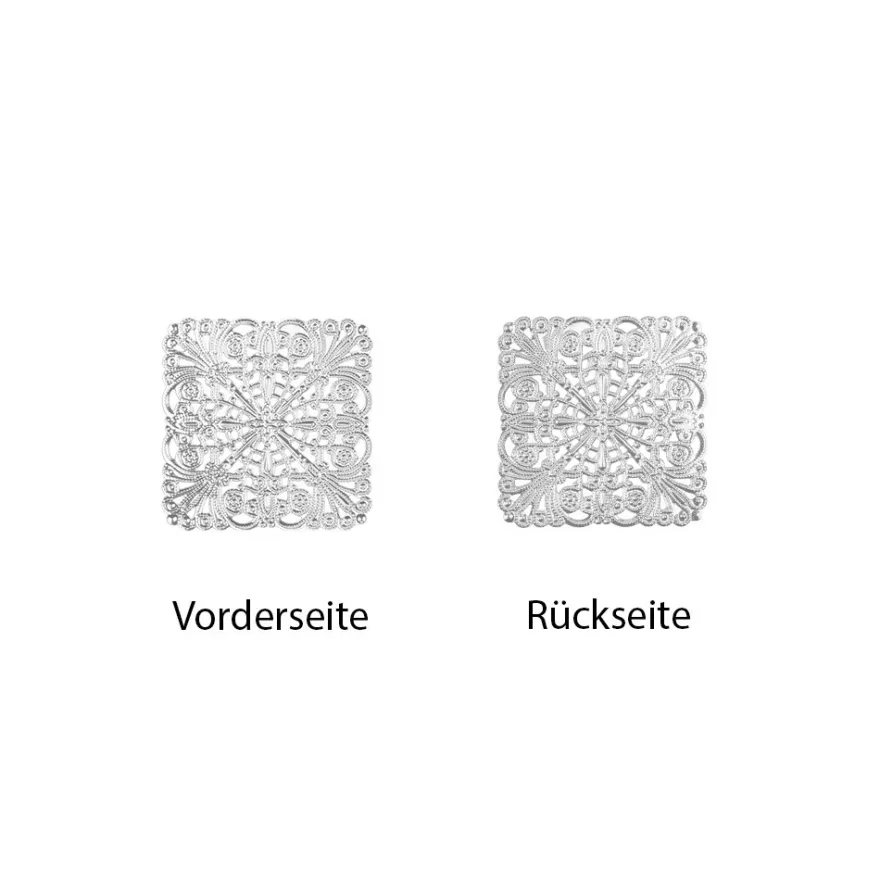 Metall-Ornamente, Design 14, 4,5cm x 4,5cm, silber, 7 Stück