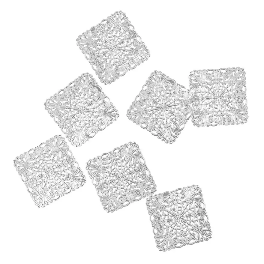 Metall-Ornamente, Design 14, 4,5cm x 4,5cm, silber, 7 Stück