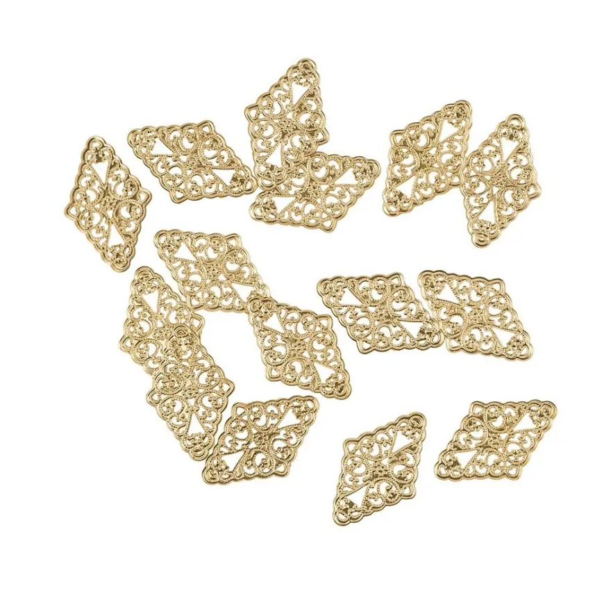 Metall-Ornamente, Design 11, 4,6cm x 3cm, hellgold, 15 Stück