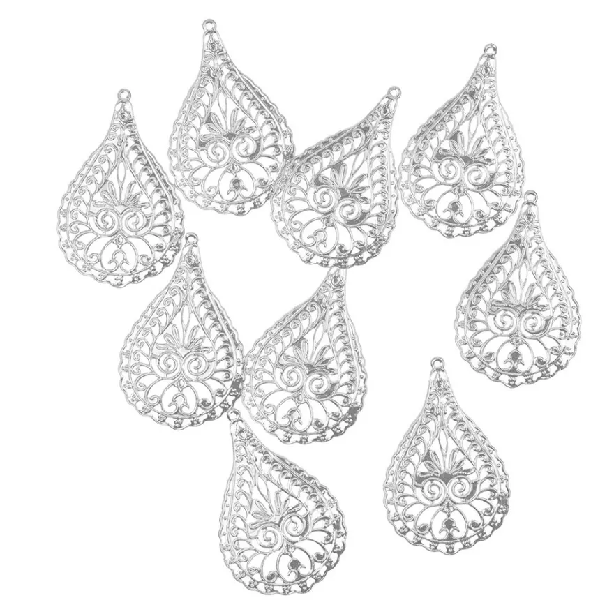 Metall-Ornamente, Design 33, 6,4cm x 4,1cm, silber, 9 Stück