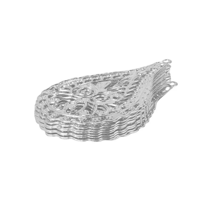 Metall-Ornamente, Design 33, 6,4cm x 4,1cm, silber, 9 Stück