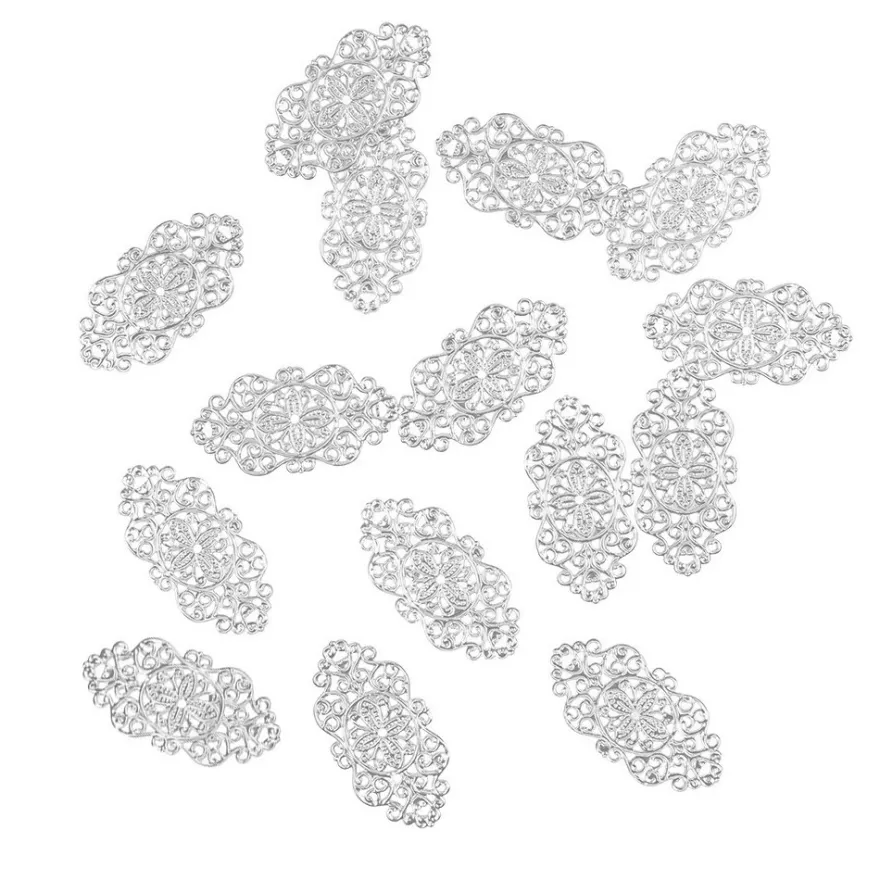 Metall-Ornamente, Design 22, 4,5cm x 2,3cm, silber, 15 Stück