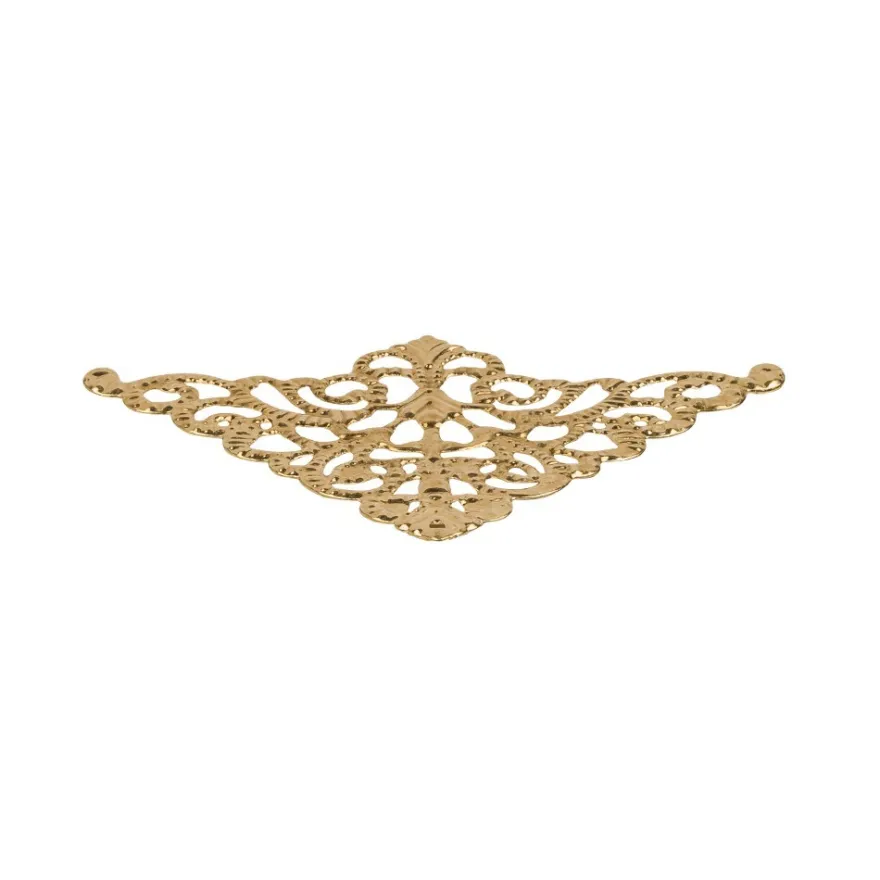 Metall-Ornamente, Design 21, 7,6cm x 5cm, hellgold, 9 Stück