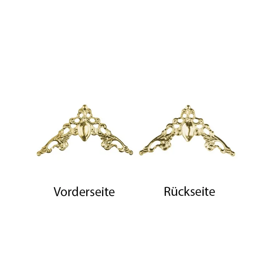 Metall-Ornamente, Design 18, 5,8cm x 3cm, hellgold, 13 Stück