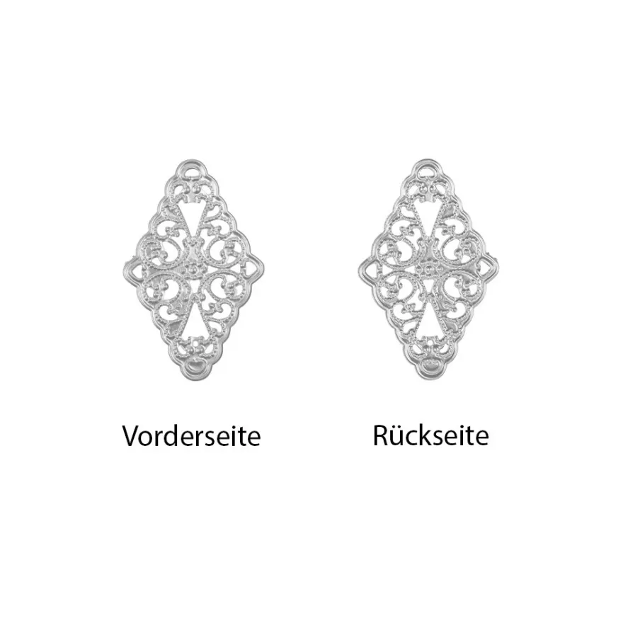 Metall-Ornamente, Design 11, 4,6cm x 3cm, silber, 15 Stück