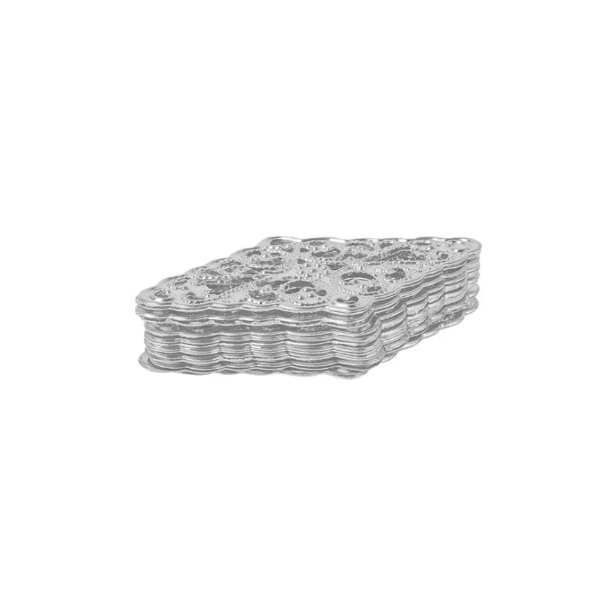 Metall-Ornamente, Design 11, 4,6cm x 3cm, silber, 15 Stück