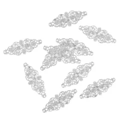 Metall-Ornamente, Design 19, 6,2cm x 2,4cm, silber, 10 Stück