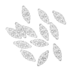 Metall-Ornamente, Design 17, 5cm x 2,1cm, silber, 13 Stück