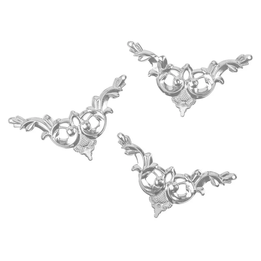 Metall-Ornamente, Design 40, 10,1cm x 5,5cm, silber, 3 Stück