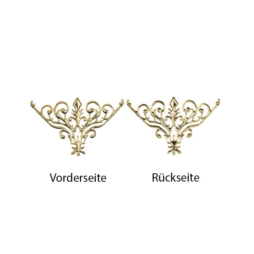 Metall-Ornamente, Design 29, 7,7cm x 4,8cm, hellgold, 3 Stück