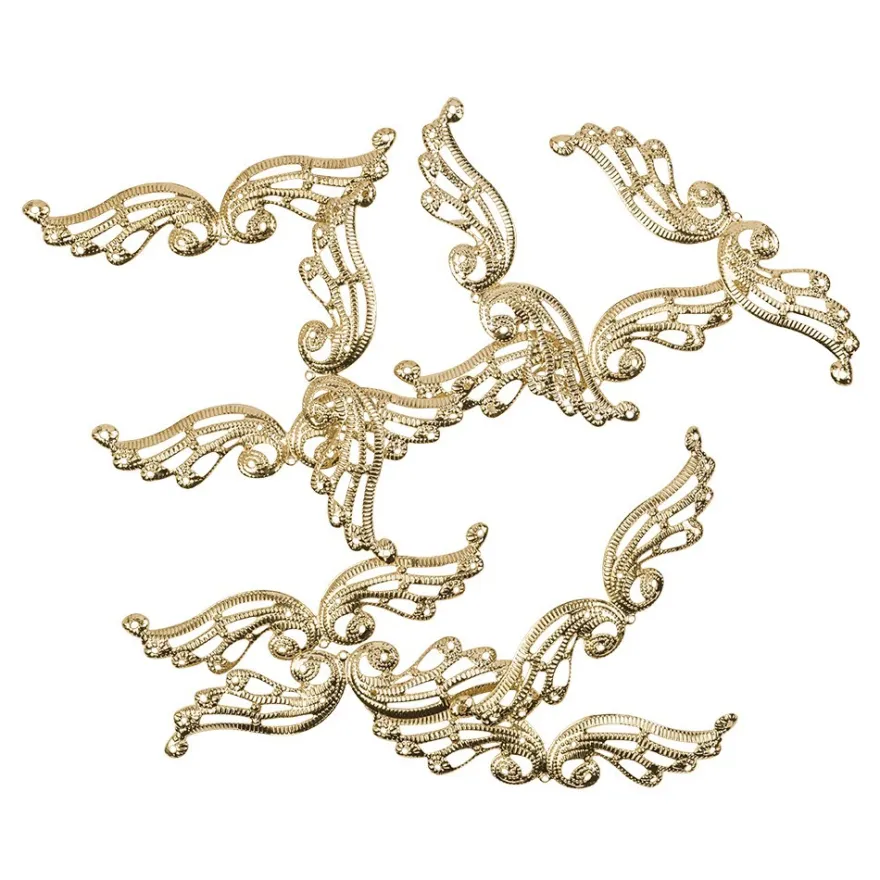 Metall-Ornamente, Design 32, 9,8cm x 2,4cm, hellgold, 10 Stück