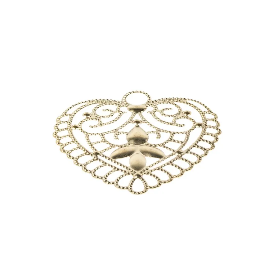 Metall-Ornamente, Design 48, 5,6cm x 5,2cm, hellgold, 7 Stück
