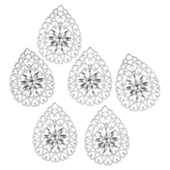 Metall-Ornamente, Design 44, 6,1cm x 4,5cm, silber, 6 Stück