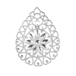 Metall-Ornamente, Design 44, 6,1cm x 4,5cm, silber, 6 Stück