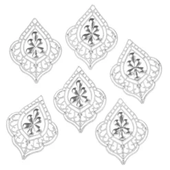 Metall-Ornamente, Design 46, 6,5cm x 5,2cm, silber, 6 Stück