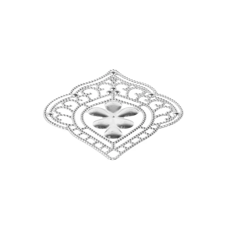 Metall-Ornamente, Design 46, 6,5cm x 5,2cm, silber, 6 Stück