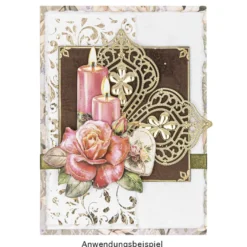 Metall-Ornamente, Design 46, 6,5cm x 5,2cm, hellgold, 6 Stück