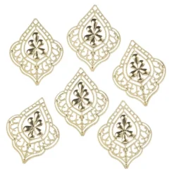 Metall-Ornamente, Design 46, 6,5cm x 5,2cm, hellgold, 6 Stück