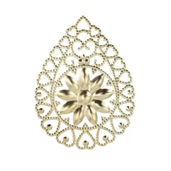 Metall-Ornamente, Design 44, 6,1cm x 4,5cm, hellgold, 6 Stück