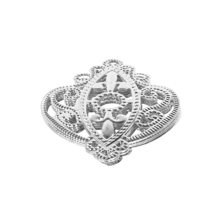 Metall-Ornamente, Design 42, 6,5cm x 5,3cm, silber, 6 Stück