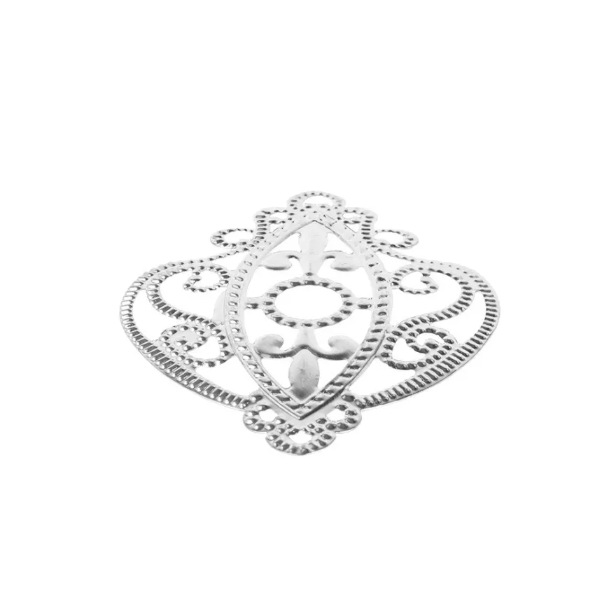 Metall-Ornamente, Design 42, 6,5cm x 5,3cm, silber, 6 Stück