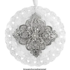 Metall-Ornamente, Design 42, 6,5cm x 5,3cm, silber, 6 Stück