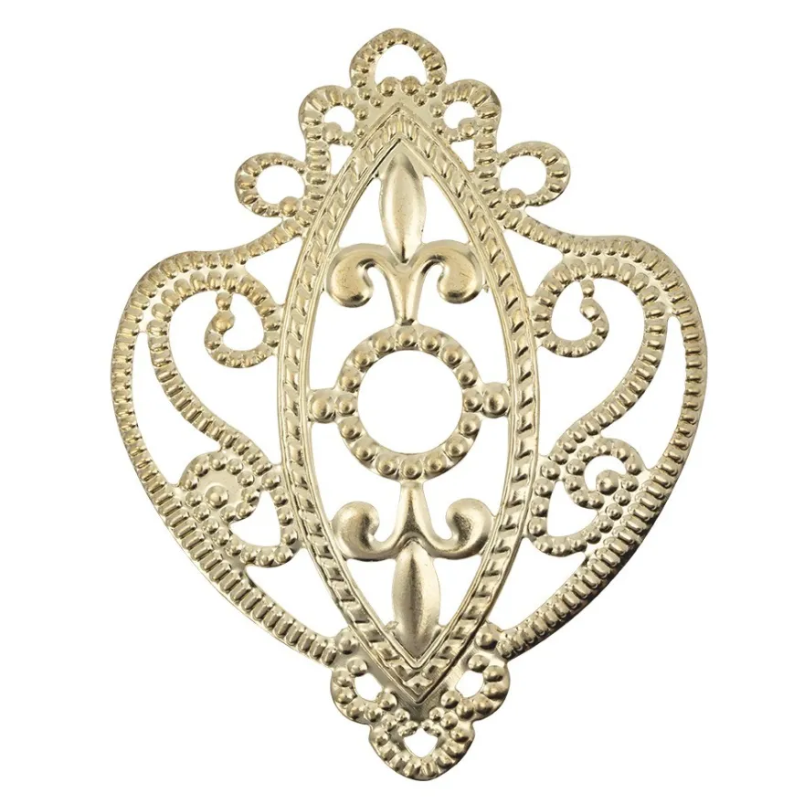 Metall-Ornamente, Design 42, 6,5cm x 5,3cm, hellgold, 6 Stück