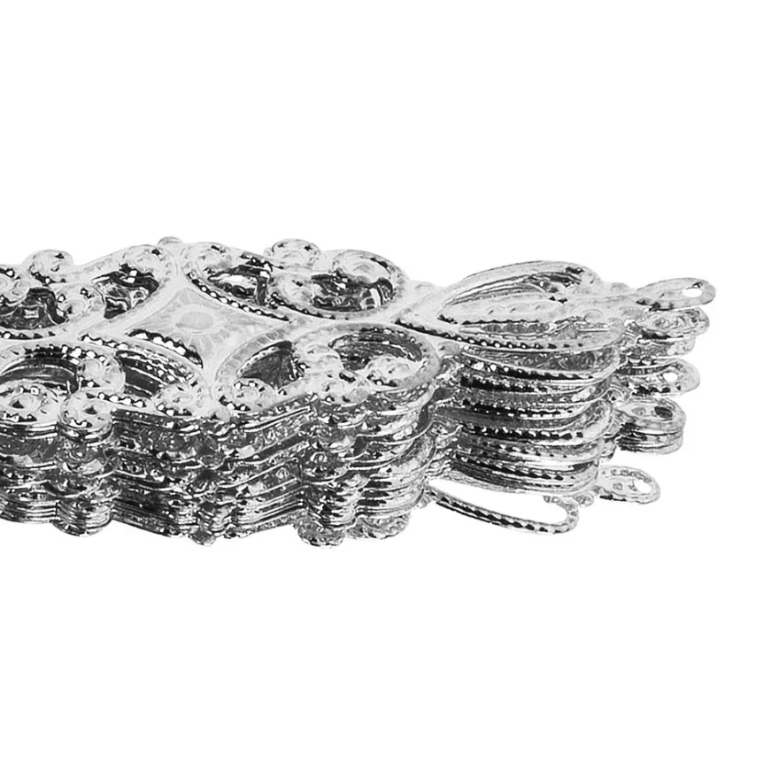 Metall-Ornamente, Design 8, 6,5cm x 2cm, silber, 15 Stück