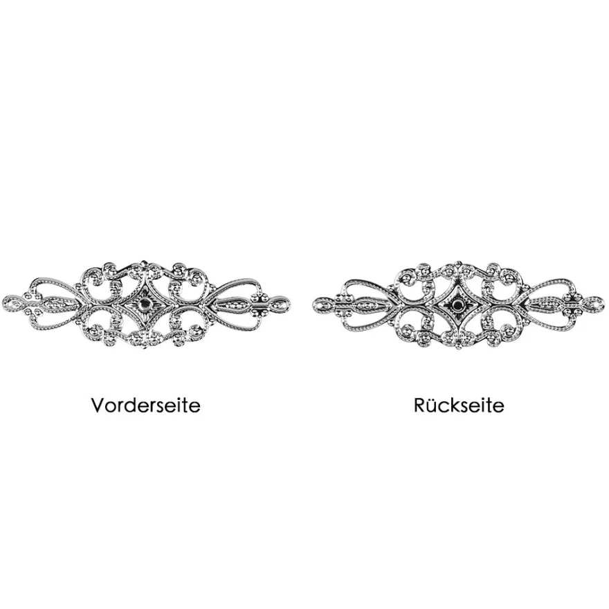 Metall-Ornamente, Design 8, 6,5cm x 2cm, silber, 15 Stück