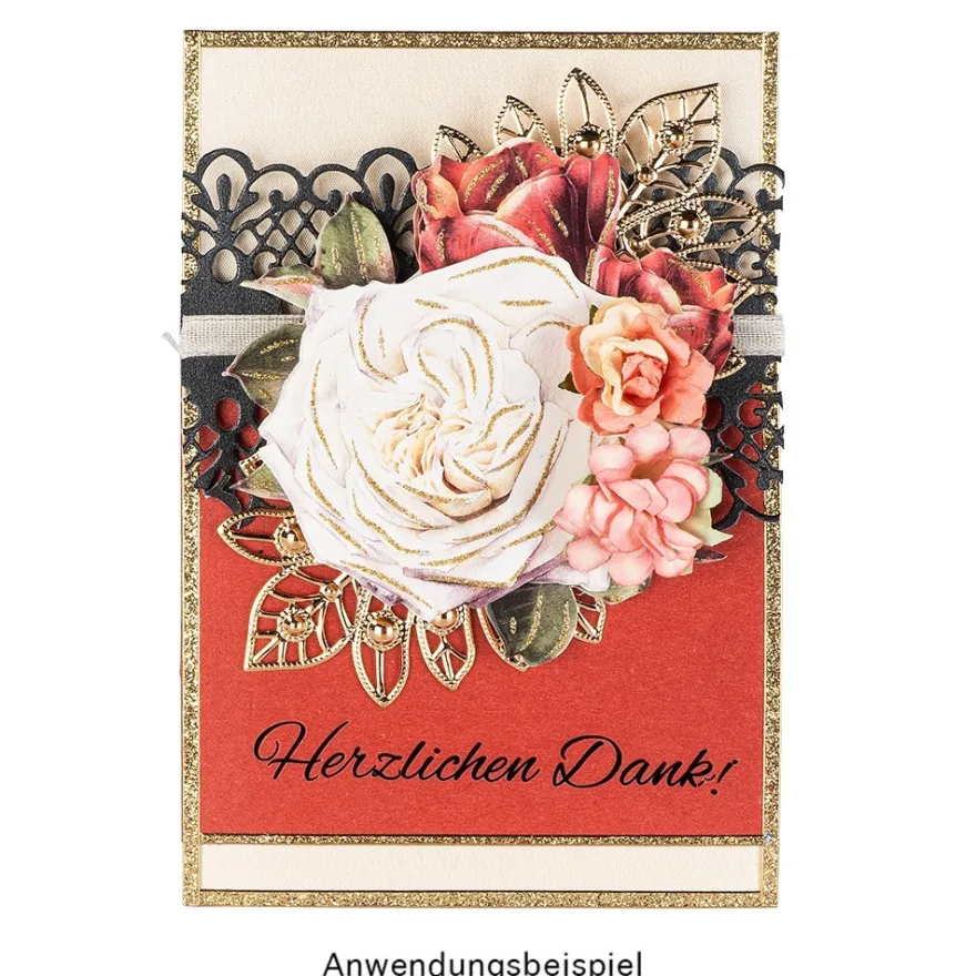 Metall-Ornamente, Design 4, 7,9 x 7,5 cm, roségold, 8 Stück
