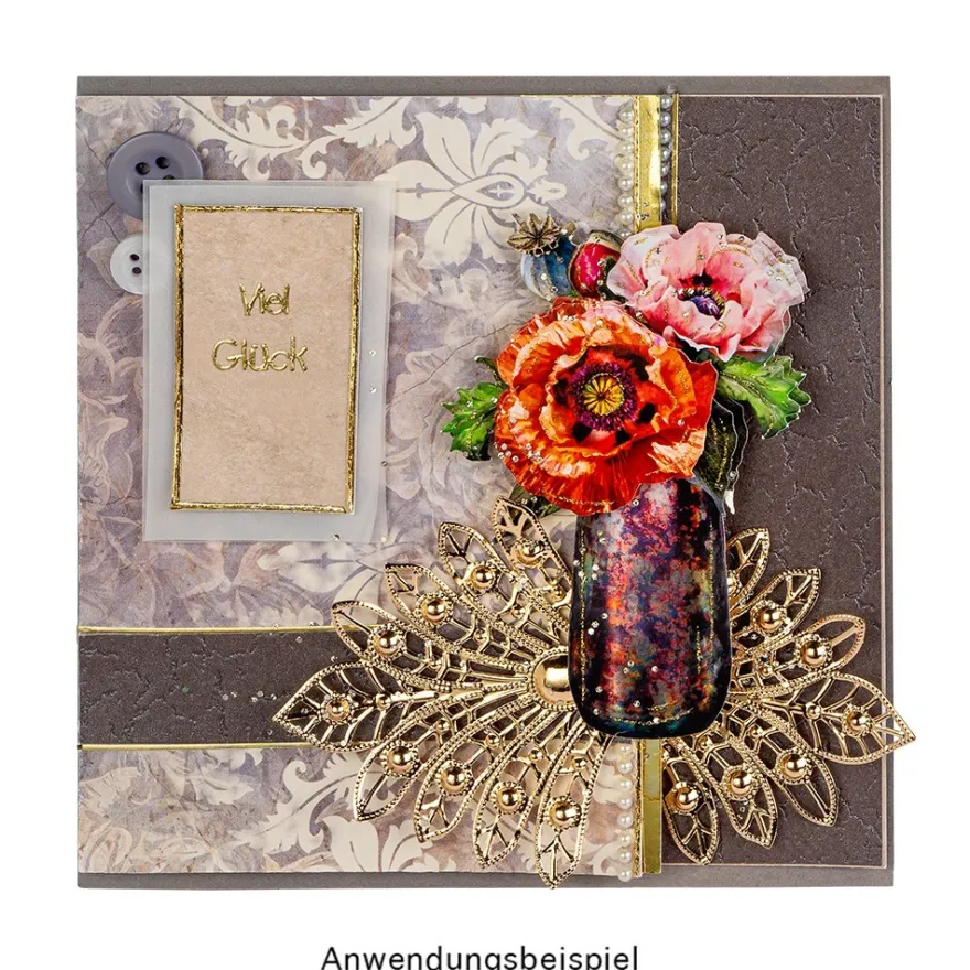 Metall-Ornamente, Design 4, 7,9 x 7,5 cm, roségold, 8 Stück