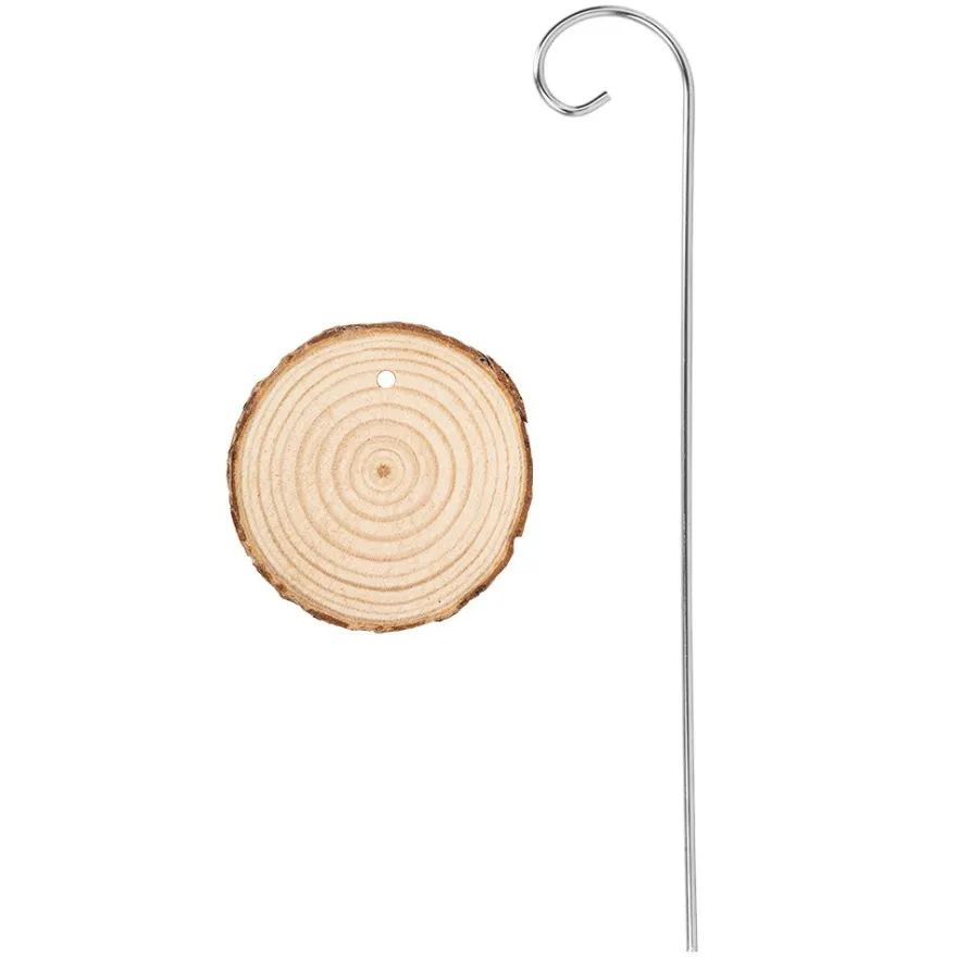 Metall-Pflanzenstecker mit Baumscheibe, 25 Stecker, 25 Holzscheiben, 50-teilig