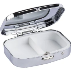 Metall-Pillendose, 5,5cm x 1,5cm x 4cm, silber