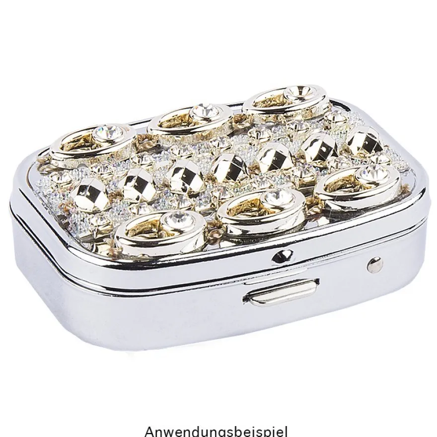 Metall-Pillendose, 5,5cm x 1,5cm x 4cm, silber