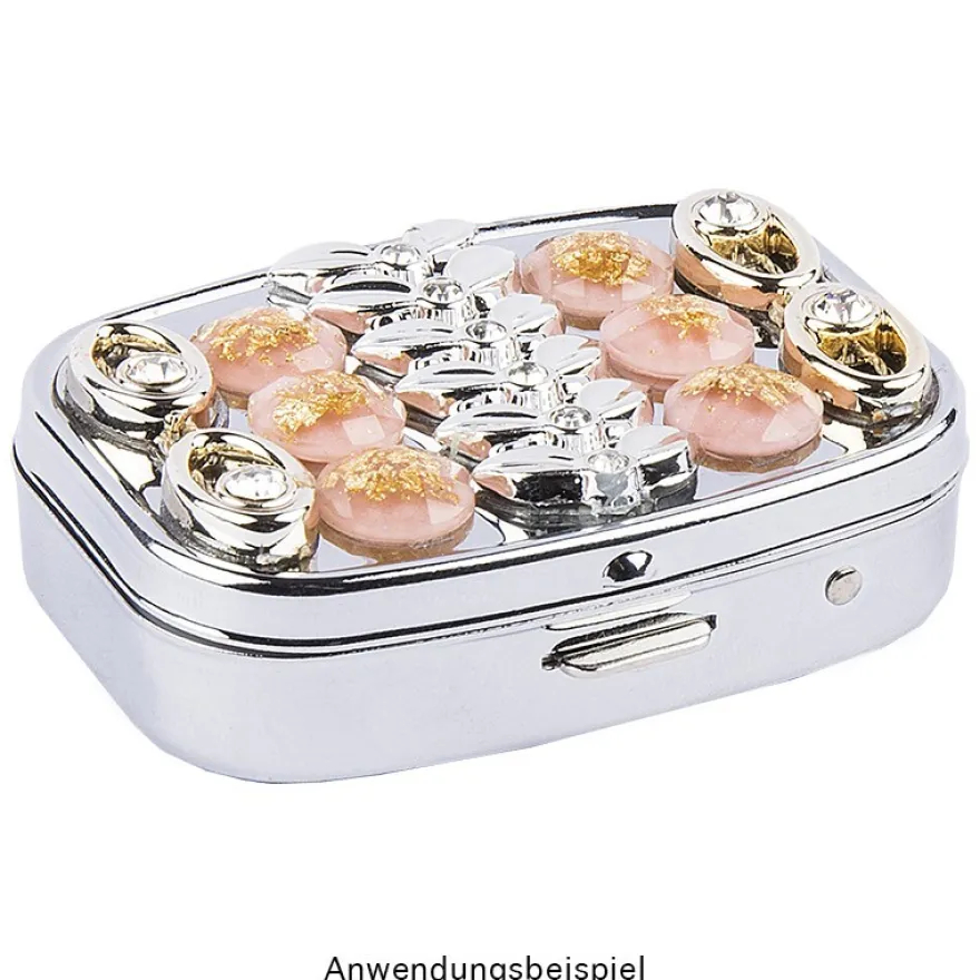 Metall-Pillendose, 5,5cm x 1,5cm x 4cm, silber