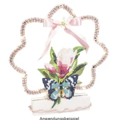 Metallringe in Blumenform, 3mm stark, Ø 20cm, eine gerade Seite zum Aufstellen, schwarz, 3 Stück