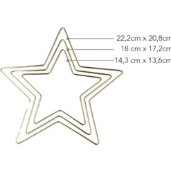 Metallringe in Sternform, 3mm stark, versch. Größen, hellgold, 3 Stück