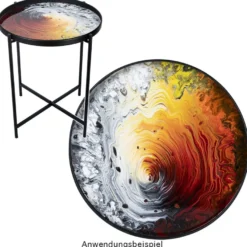 Metall-Tisch, Design 1, Ø42cm, 48cm hoch, schwarz