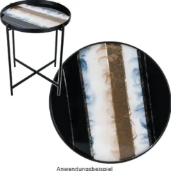 Metall-Tisch, Design 1, Ø42cm, 48cm hoch, schwarz